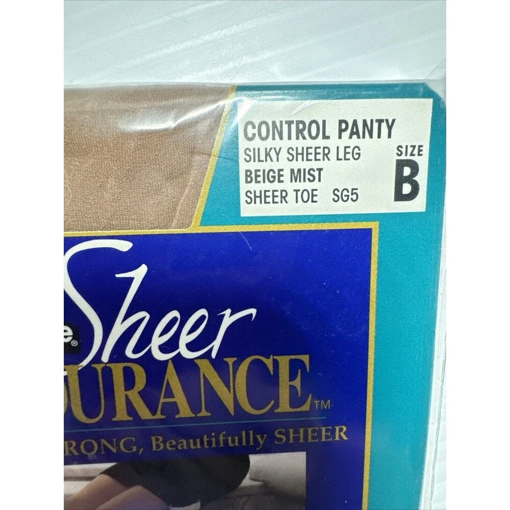 No Nonsense Sheer Endurance Control Top Pantyhose Beige Mist Sheer Toe Sz B SG5
